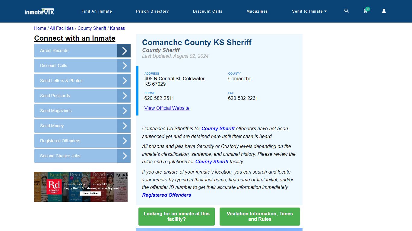 Comanche County KS Sheriff & Arrest Search - InmateAid